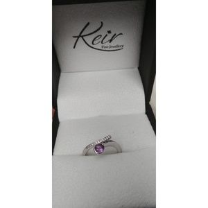 14K white gold diamond and amethyst Ring